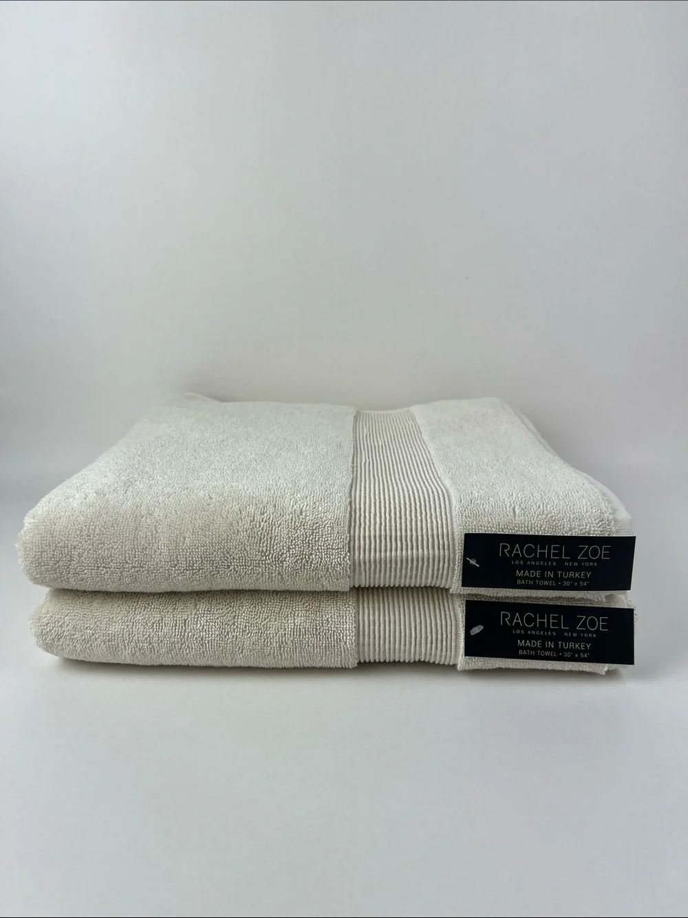 Rachel Zoe Bath Towels Cream Plush Soft 100% Cotton Made in Turkey 2 Pc NEW